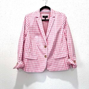 Talbots Pink Gingham Blazer Classic Notched Lapels 16WP NWOT